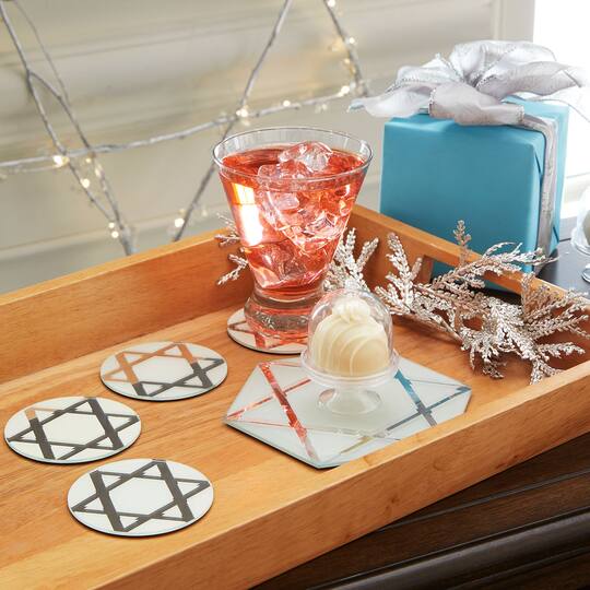 Star Of David Frosted Mirror Coasters
